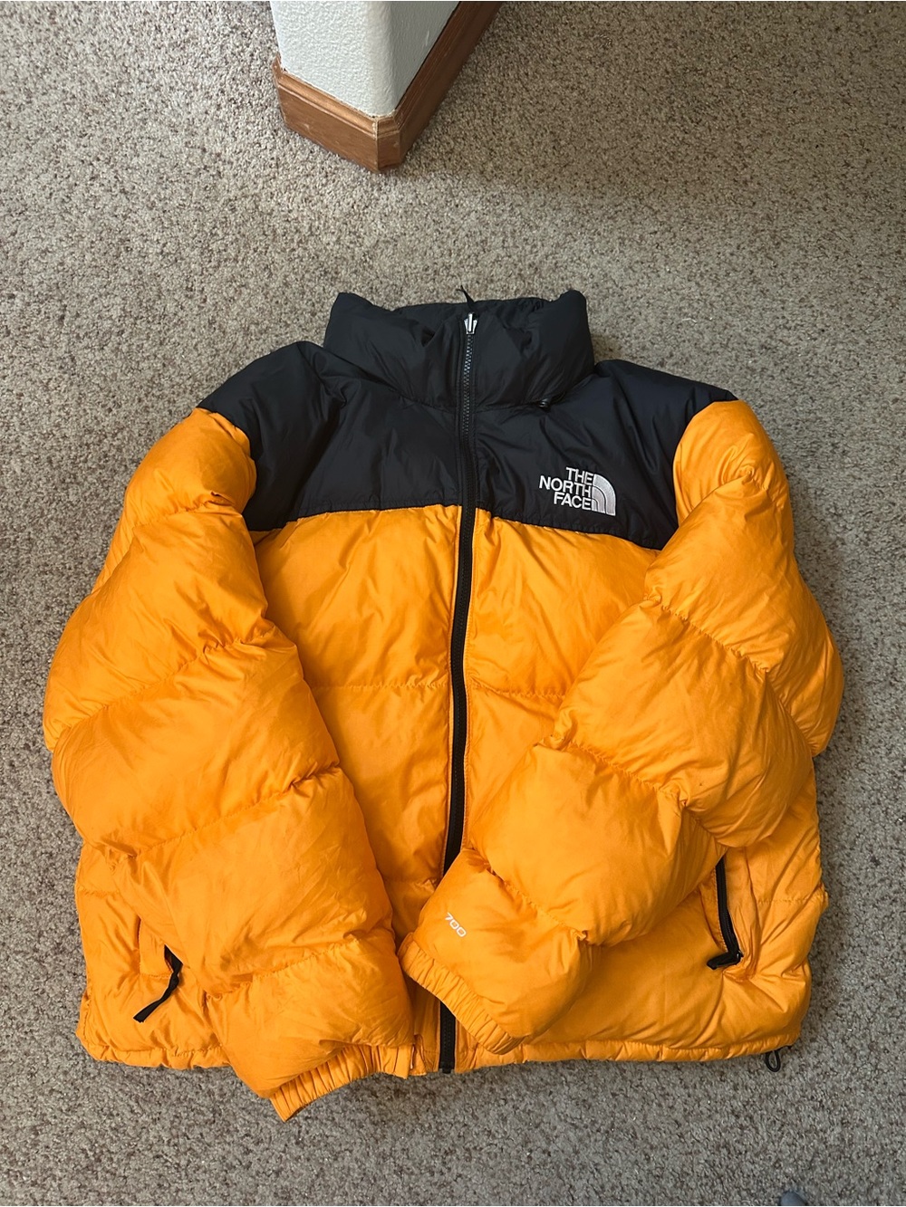 The North Face Men's Two-Tone Black and Yellow Puffer Jacket